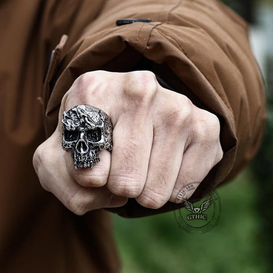 Rise From Ashes Stainless Steel Skull Ring