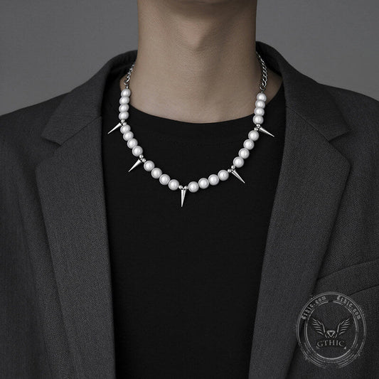 Rivet Pearl Stainless Steel Necklace