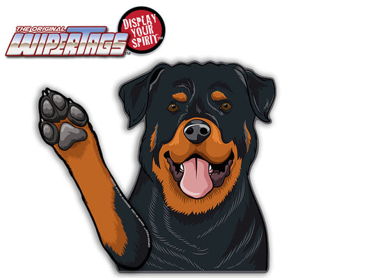 Moe the Rottweiler Dog Waving WiperTags