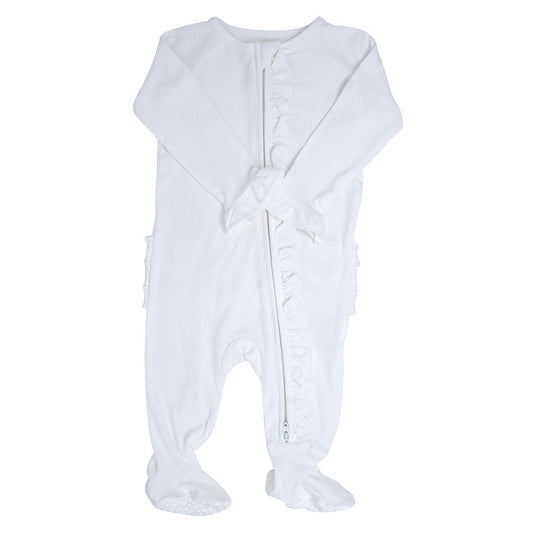 Ruffle Footie Pure White Rib