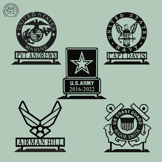 Military Personalized Plaque - Custom Armed Forces Memorial Day and Veterans Day Decor