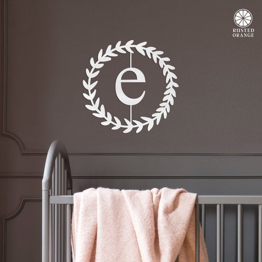 Olive Wreath Single Letter Monogram - 3 Sizes - Custom Metal Sign Monogram