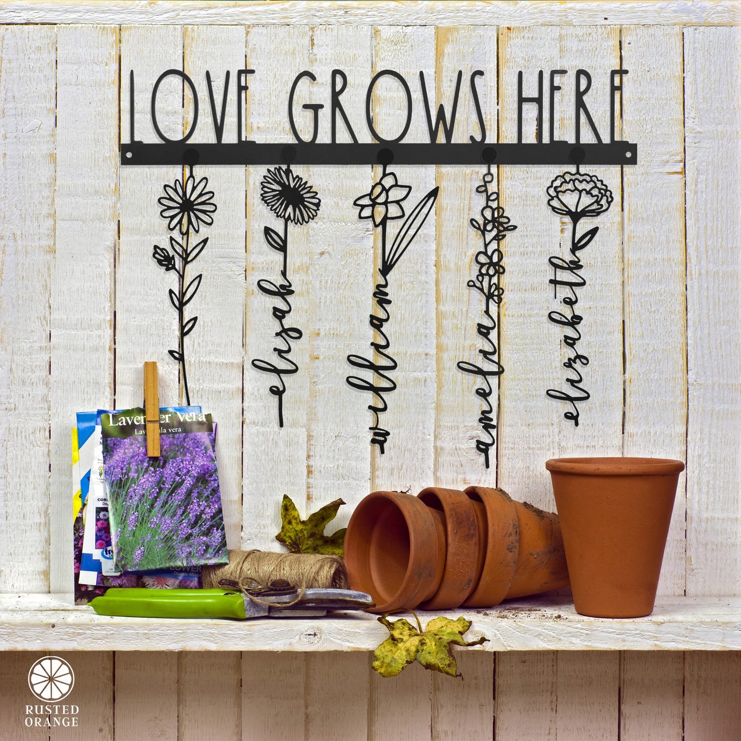 Our Family Garden - Personalized Birth Month Flowers Family Name Sign Mother's Day Gift