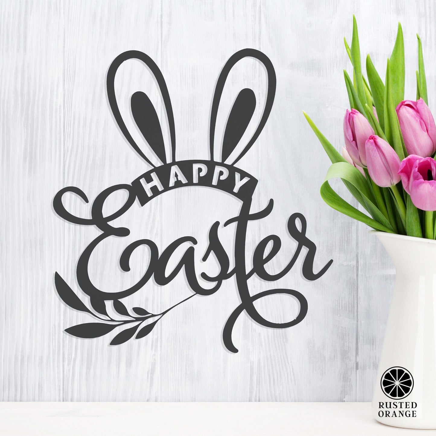 Happy Easter Wreath Bunny Ears