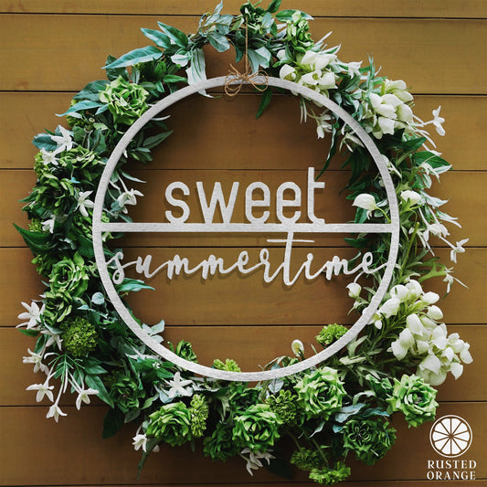Minimalist Summer Greetings - Patriotic or Summer Metal Sign for Front Door Wreath