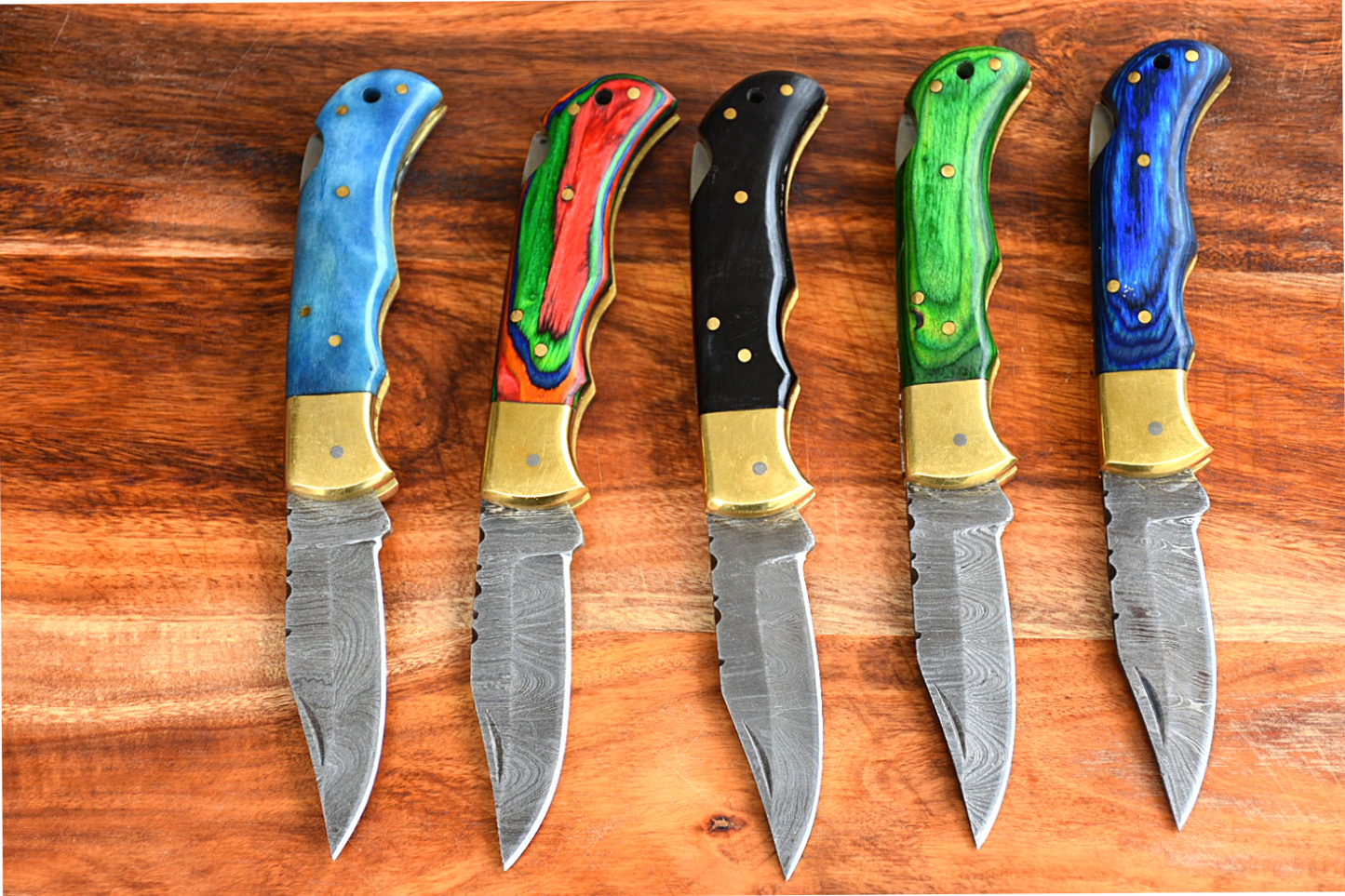 Back Lock Mechanism Folding Pocket Knives with 5 Variants of Handle Materials and Brass Bolster, 3-inch Blade Length