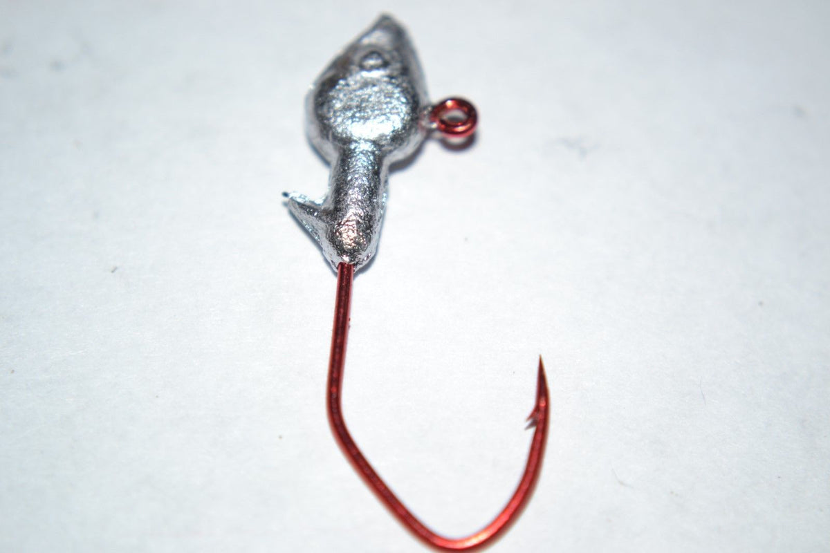 35 pc Cam's 1/32 Minnow Jig Head #1 Red(Laser Sharp) Nasty Bend Hooks Barb Collar