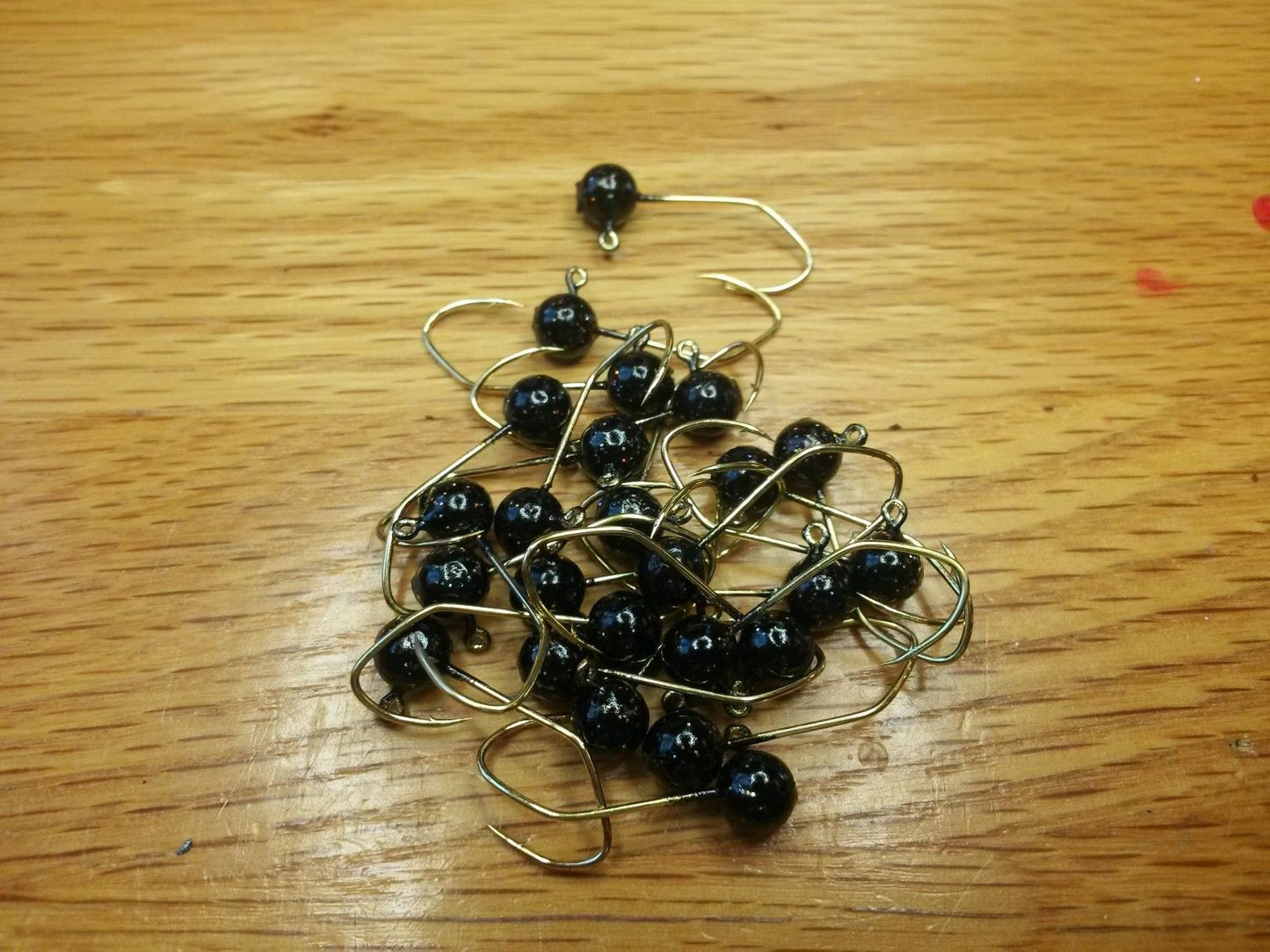35 pk. 1/16 oz. Cam's "Black" Painted Ball only #2 Gold "NASTY BEND HOOK"