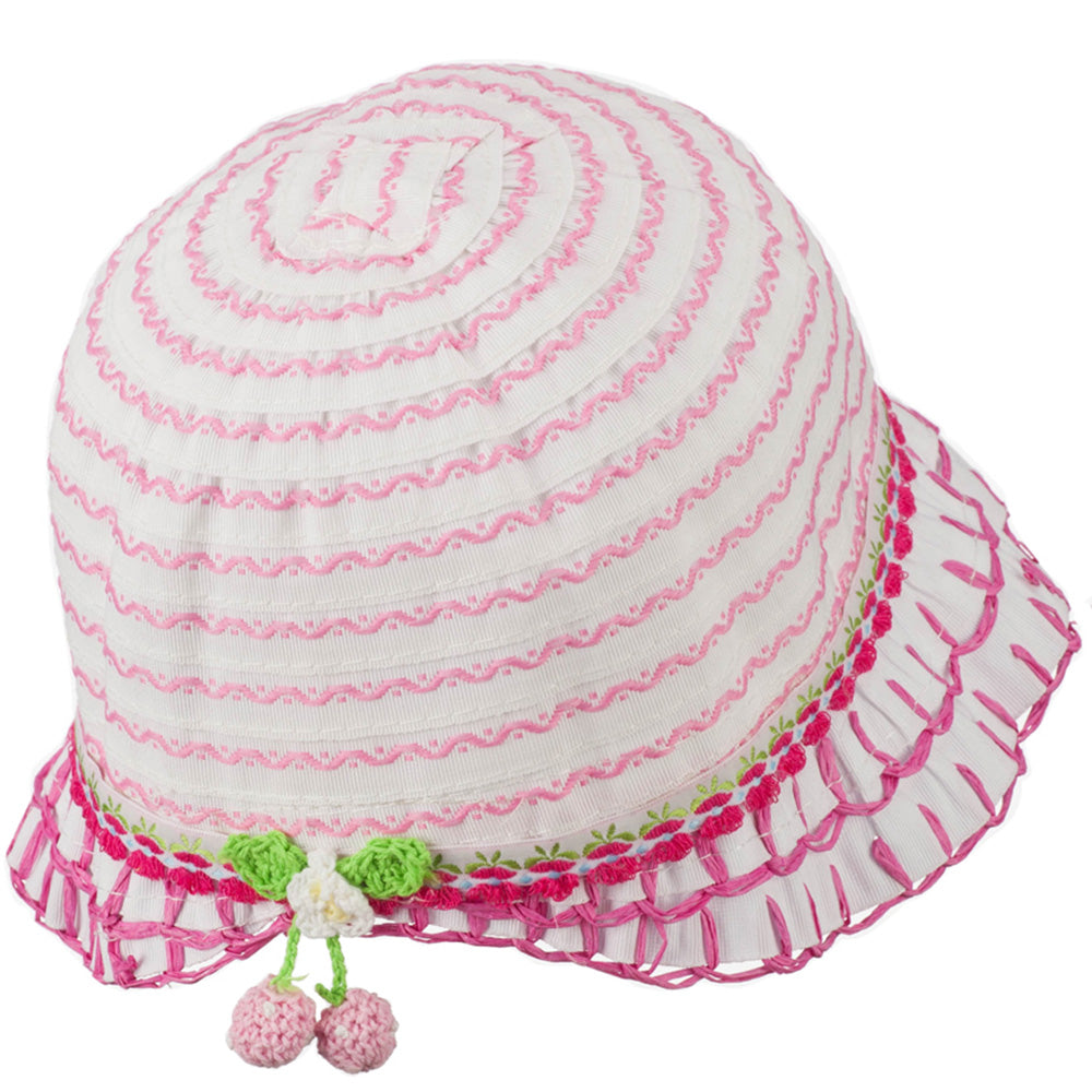 Girl's Hat with Stitched Accent Brim and Flower