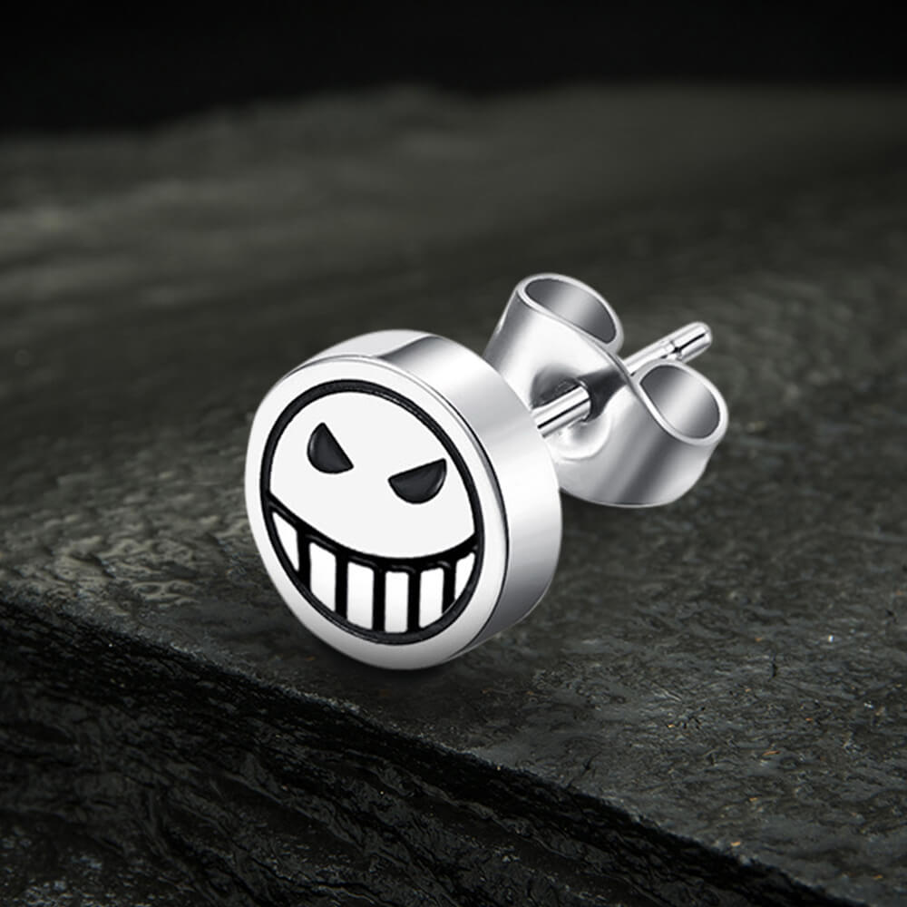 Sad Smiley Face Stainless Steel Stud Earrings