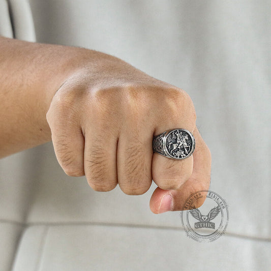 St. George and The Dragon Stainless Steel Religion Ring