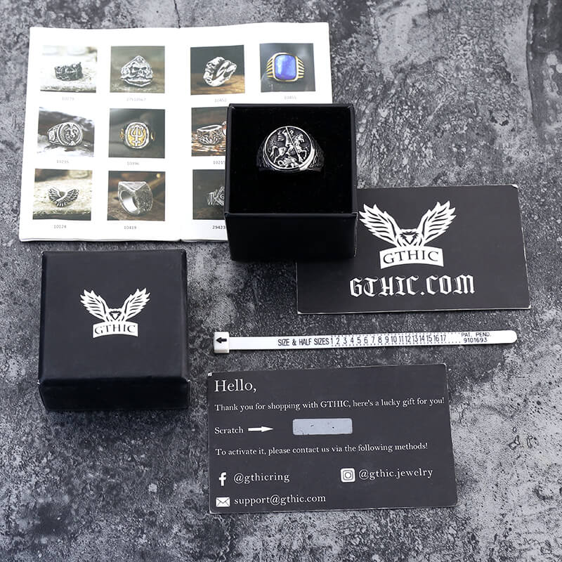 St. George and The Dragon Stainless Steel Religion Ring