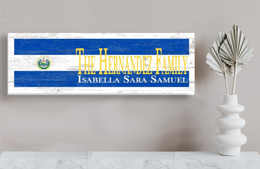 Salvadoran Flag Family Name Sign El Salvadoran Gift Idea
