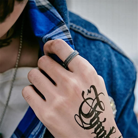 Sawtooth Pattern Stainless Steel Ring