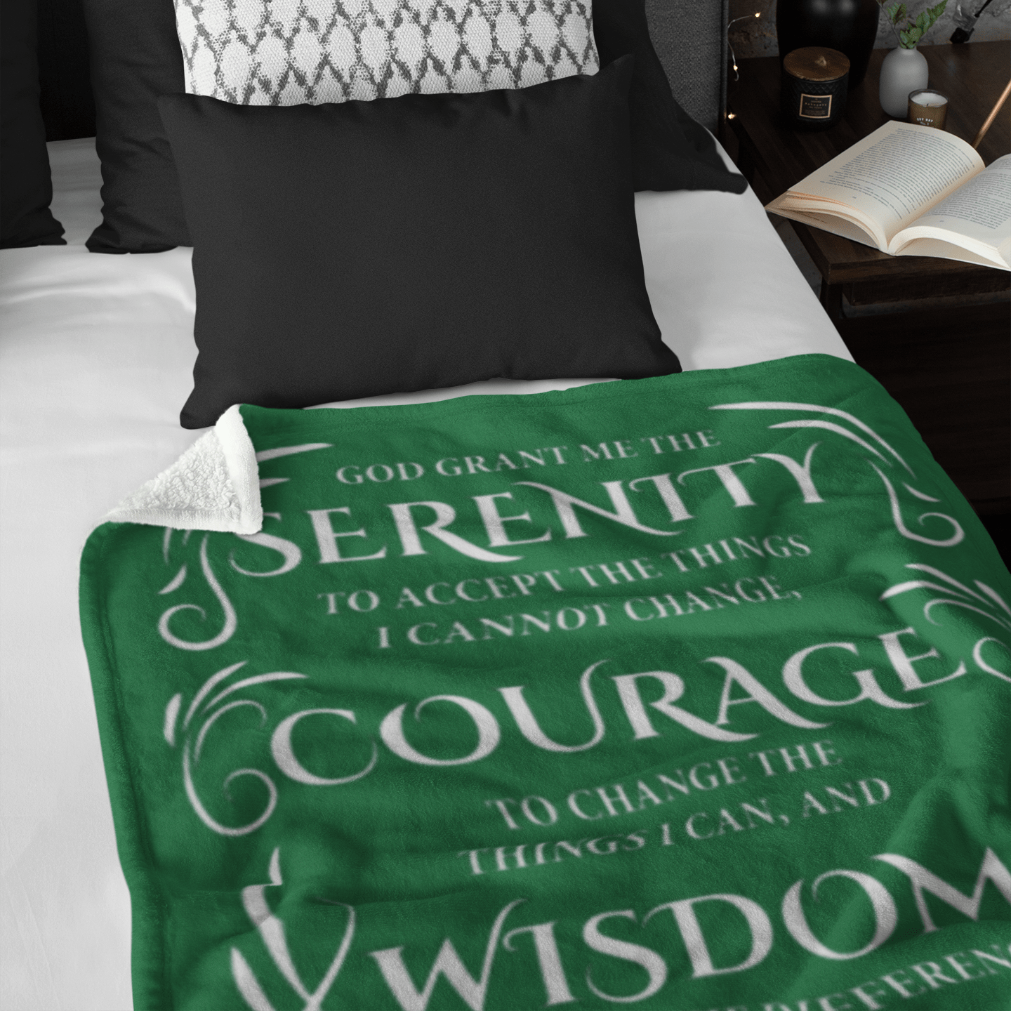 Serenity Prayer Throw 30x40 (Dark Colors) | Inspiring Sobriety