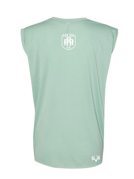 Womens Shed Happens Flowy Muscle Tee