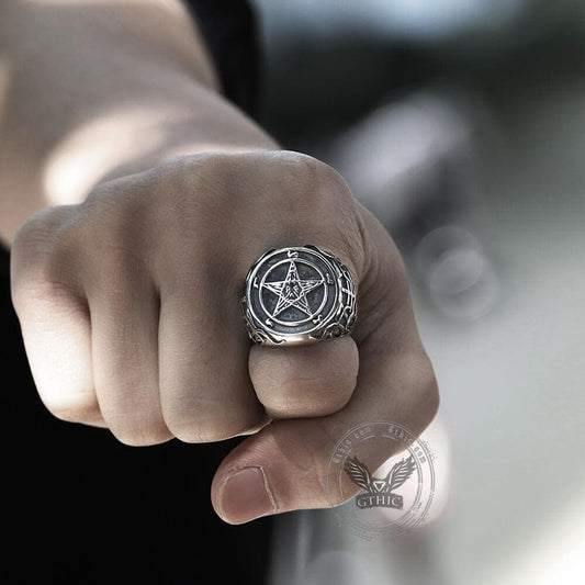 Sigil of Baphomet Stainless Steel Satan Ring