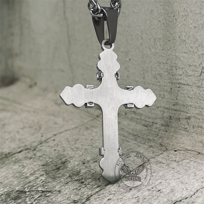 Simple Budded Cross Stainless Steel Christian Pendant
