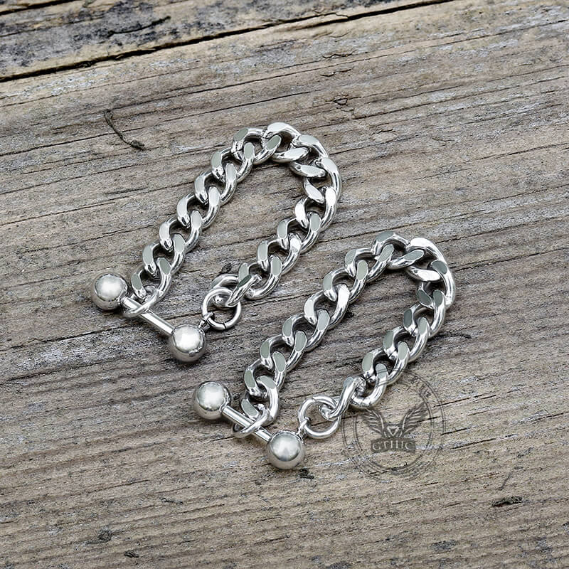 Simple Chain Design Front-back Stainless Steel Earrings