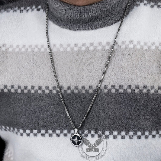 Simple Compass Design Stainless Steel Pendant