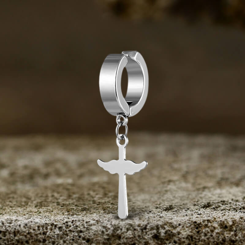 Simple Cross Design Stainless Steel Earrings