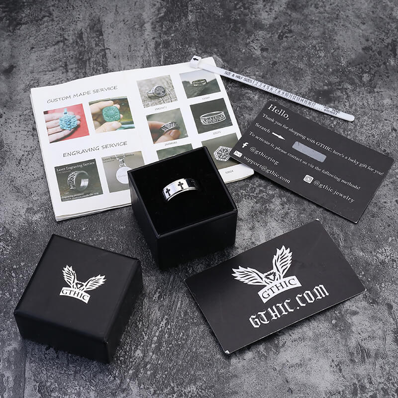 Simple Cross Stainless Steel Spinner Ring