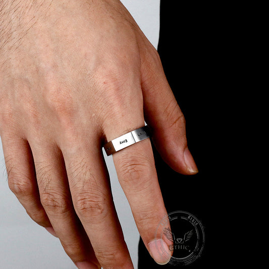 Simple Seven Sins Seven Virtues Stainless Steel Ring