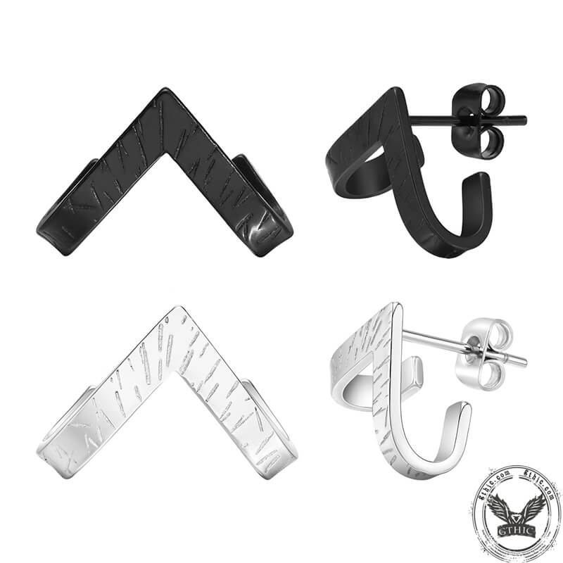 Simple V-shaped Stainless Steel Earrings