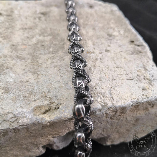 Skull Octopus Stainless Steel Biker Bracelet