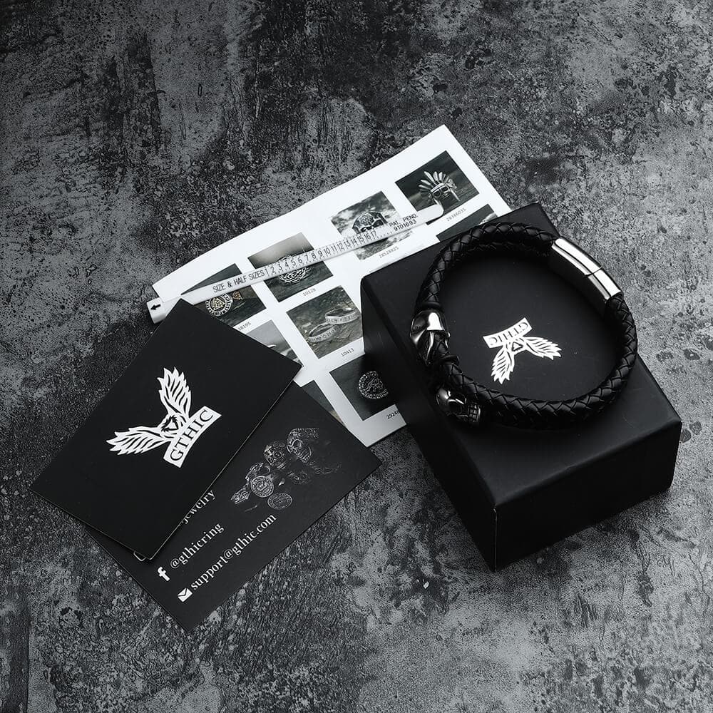 Skull Stainless Steel Leather Bracelet