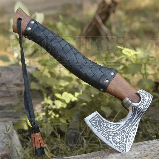 Small Forged Carbon Steel Axe with Ash Wood Shaft - Viking Axe 004-14