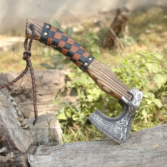 Small Forged Carbon Steel Axe with Ash Wood Shaft - Viking Axe 025-14