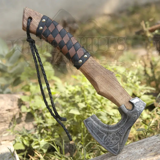 Small Forged Carbon Steel Axe with Ash Wood Shaft - Viking Axe 3549-14