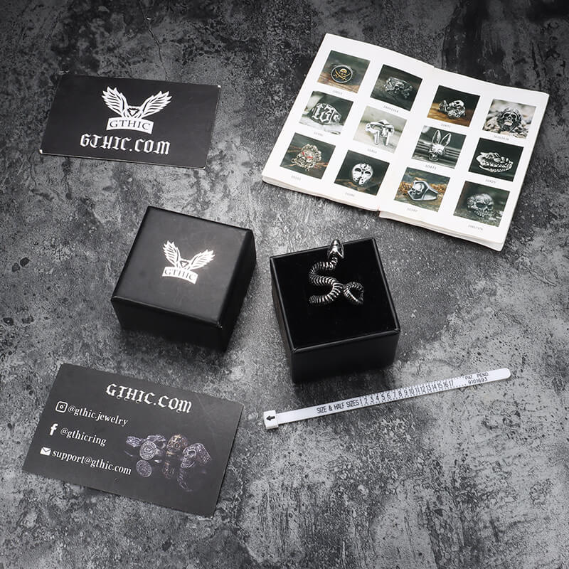 Snake Vertebrae Bone Stainless Steel Skull Ring