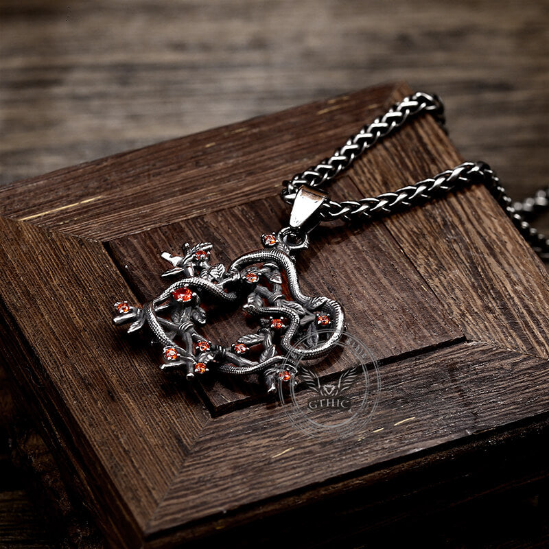 Snake Entwined Star Stainless Steel Pendant