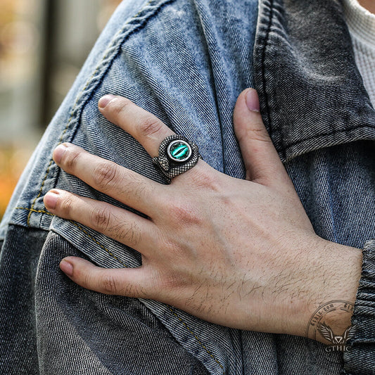Snake Eye Stainless Steel Gemstone Ring