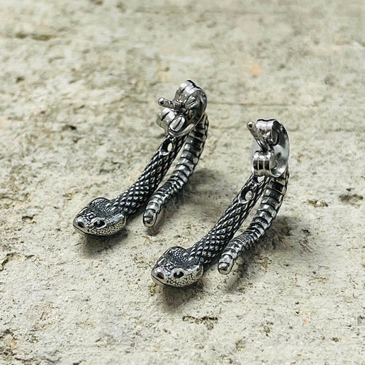 Snake Stainless Steel Punk Stud Earrings
