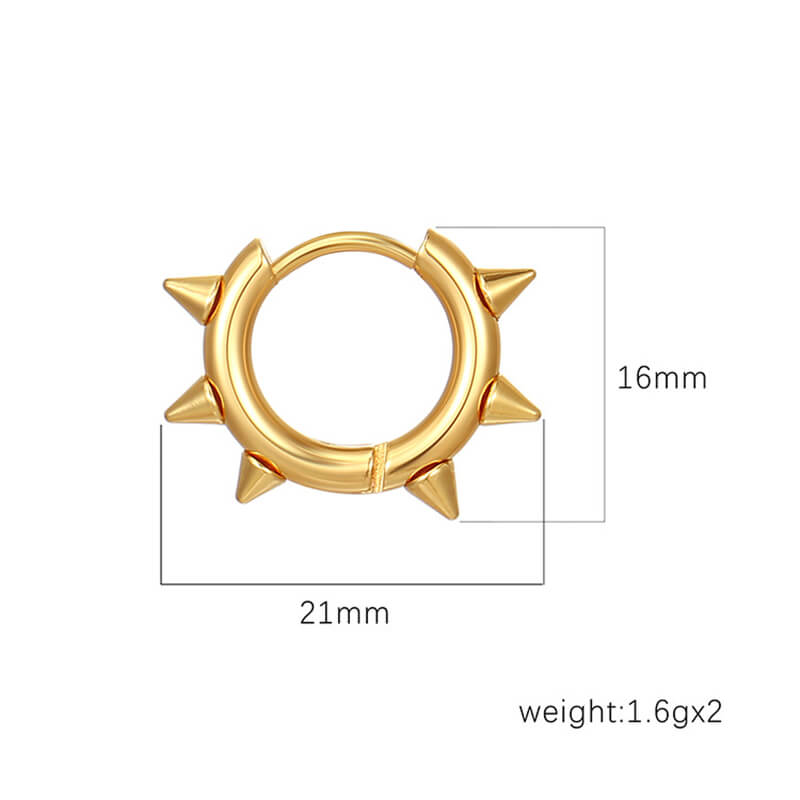 Solid Color Spike Stainless Steel Huggie Earrings