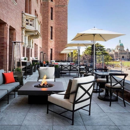 Solus Elevated Halo 48-Inch Square Ultra High-Performance Concrete Gas Fire Pit