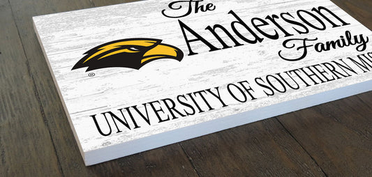 Southern Miss Family Name Sign – Personalized University of Southern Mississippi Wood Sign