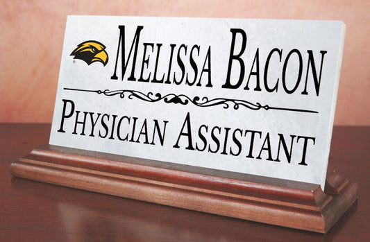 Southern Miss Desk Nameplate – Solid Marble Name Plate Sign with Personalized Title