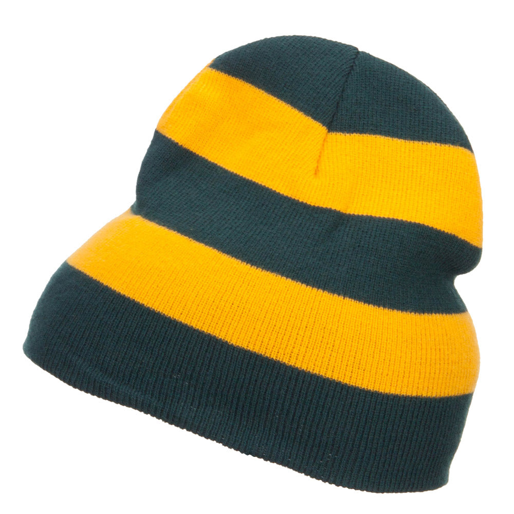 Striped Knit Short Beanie