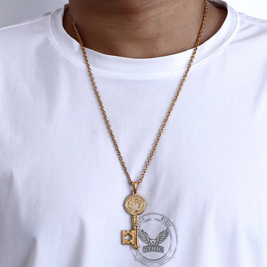 St. Benedict Medal Key Stainless Steel Pendant