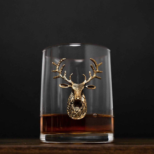 Gold Stag Deer Whiskey Glasses