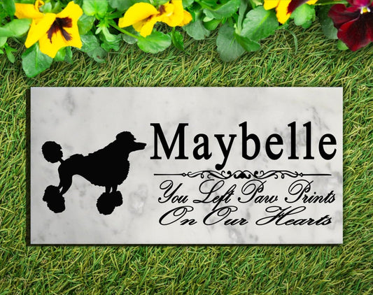 Standard Poodle Memorial Stone Personalized Garden Plaque Grave Marker Outdoor or Indoor