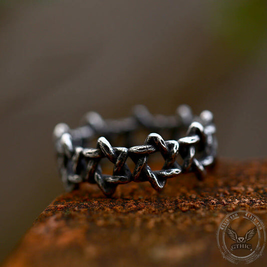 Star Of David Stainless Steel Band Ring