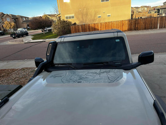 Stealth Clear Everglades Topographic Map Hood Overlay - 2021+ Bronco