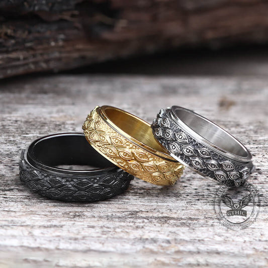 Stylish Evil Eye Stainless Steel Spinner Ring