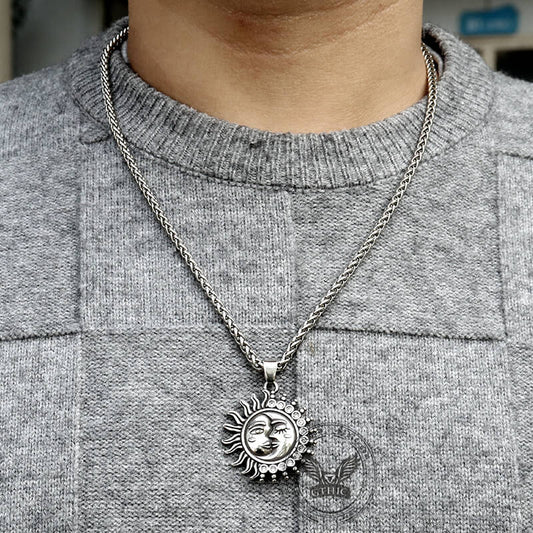 Sun And Moon Face Stainless Steel Pendant