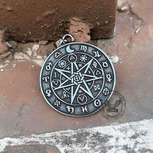 Sun Sigil 12 Zodiac Stainless Steel Pendant